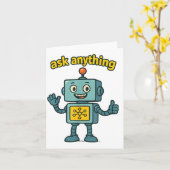 Funny Ai Robot With Ask Anything Quote _ Geek Tee カード (黄色い花)