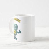 Funny Ai Robot With Ask Anything Quote _ Geek Tee  コーヒーマグカップ (正面左)