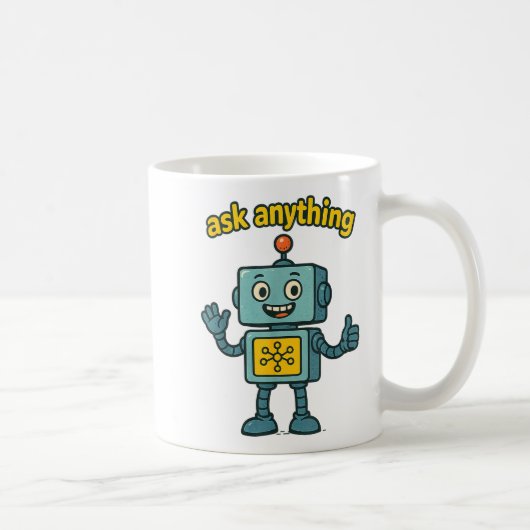 Funny Ai Robot With Ask Anything Quote _ Geek Tee  コーヒーマグカップ (右)
