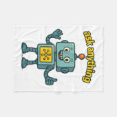 Funny Ai Robot With Ask Anything Quote _ Geek Tee  フリースブランケット (正面(横))