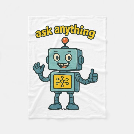 Funny Ai Robot With Ask Anything Quote _ Geek Tee  フリースブランケット (正面)