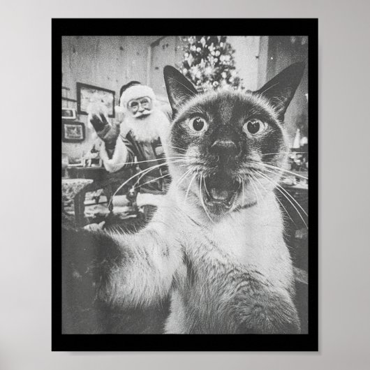 Funny Ai Siamese Cat Selfie With Santa Claus Chris ポスター (正面)