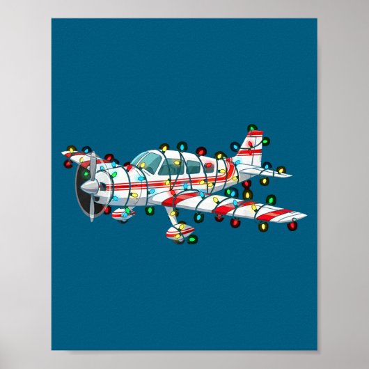 Funny Airplane Christmas Graphics Lights Lover ポスター (正面)