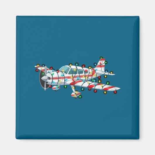 Funny Airplane Christmas Graphics Lights Lover マグネット (正面)