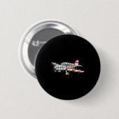 Funny Airplane Christmas Graphics Lights Lover Lon 缶バッジ (正面&裏面)
