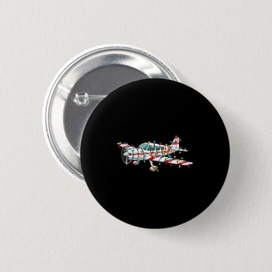 Funny Airplane Christmas Graphics Lights Lover Lon 缶バッジ (正面&裏面)