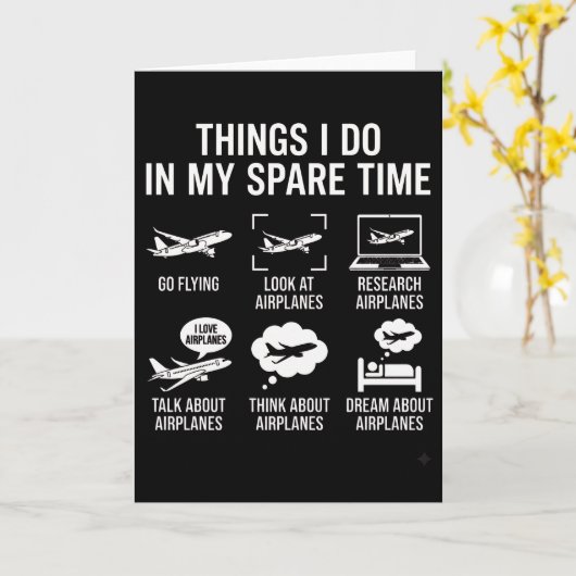 Funny Airplane Lover Spare Time Aviation Humor カード (黄色い花)