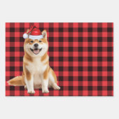 Funny Akita Christmas Dog Buffalo Plaid ラッピングペーパーシート (正面3)