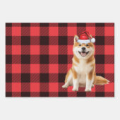 Funny Akita Christmas Dog Buffalo Plaid ラッピングペーパーシート (正面2)