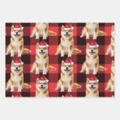 Funny Akita Christmas Dog Buffalo Plaid ラッピングペーパーシート (正面)