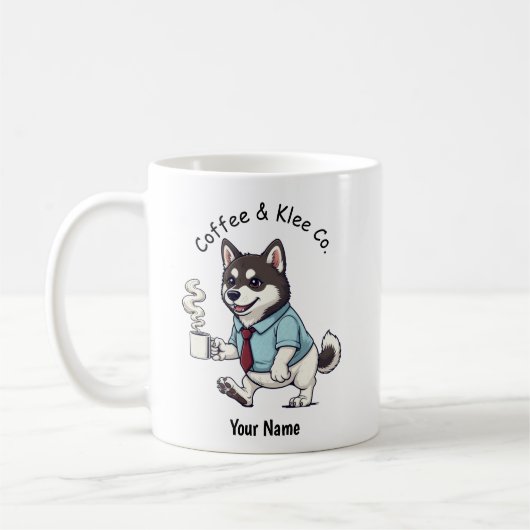 Funny Alaskan Klee Kai  Business Suit Coffee  コーヒーマグカップ (左)