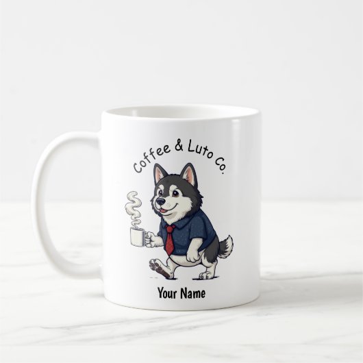 Funny  Alaskan Malamute Business Suit Coffee  コーヒーマグカップ (左)