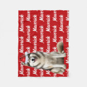 Funny Alaskan Malamute Dog Name Pattern Christmas フリースブランケット (正面)