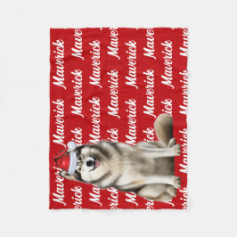 Funny Alaskan Malamute Dog Name Pattern Christmas フリースブランケット