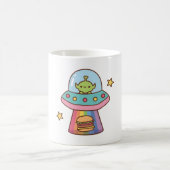 Funny Alien Abducts Burger Doodle コーヒーマグカップ (中央)