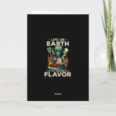 Funny Alien BBQ Illustration Retro Sci Fi Grilling カード (裏面)