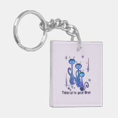 Funny Alien Cats | Take Us To Your Litter キーホルダー (正面左)