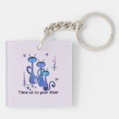 Funny Alien Cats | Take Us To Your Litter キーホルダー (裏面)