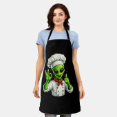 Funny Alien Chef Design Cute Space Cook With Chef エプロン (着用した状態)