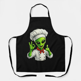 Funny Alien Chef Design Cute Space Cook With Chef エプロン