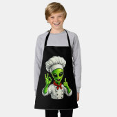 Funny Alien Chef Design Cute Space Cook With Chef エプロン (着用した状態)
