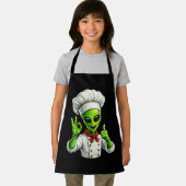 Funny Alien Chef Design Cute Space Cook With Chef エプロン (インサイチュ)