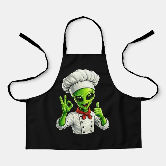 Funny Alien Chef Design Cute Space Cook With Chef エプロン (正面)
