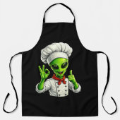 Funny Alien Chef Design Cute Space Cook With Chef エプロン (正面)