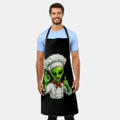 Funny Alien Chef Design Cute Space Cook With Chef エプロン (着用した状態)