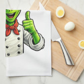 Funny Alien Chef Design Cute Space Cook With Chef キッチンタオル (四つ折り)