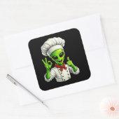 Funny Alien Chef Design Cute Space Cook With Chef スクエアシール (封筒)