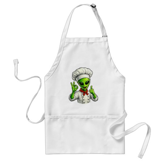 Funny Alien Chef Design Cute Space Cook With Chef スタンダードエプロン (正面)