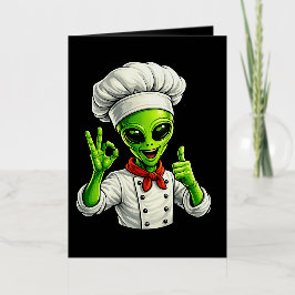 Funny Alien Chef Design Cute Space Cook With Chef 箔シーズンカード