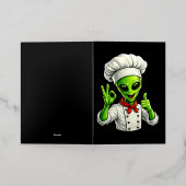 Funny Alien Chef Design Cute Space Cook With Chef 箔シーズンカード (外側レイダウン)