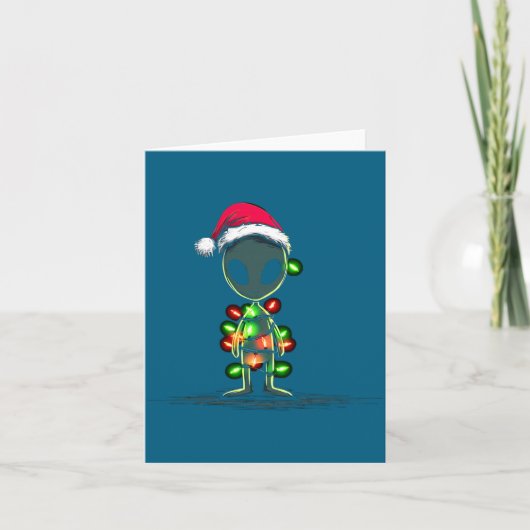 Funny Alien Christmas Graphics Lights Lover Extrat カード (正面)