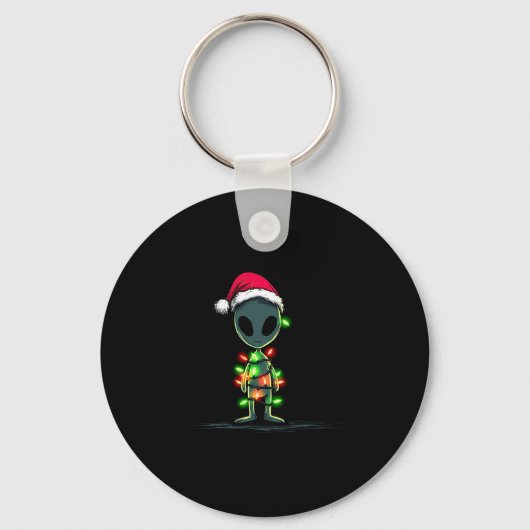 Funny Alien Christmas Graphics Lights Lover Extrat キーホルダー (正面)