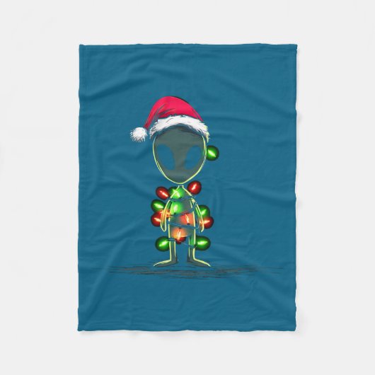 Funny Alien Christmas Graphics Lights Lover Extrat フリースブランケット (正面)