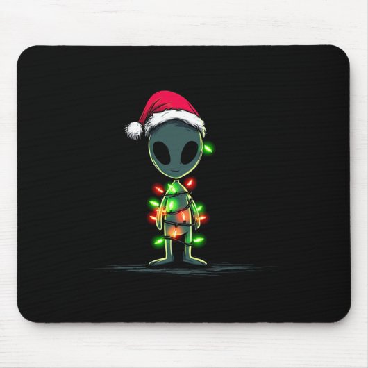 Funny Alien Christmas Graphics Lights Lover Extrat マウスパッド (正面)
