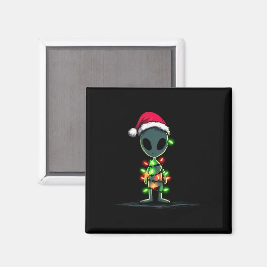 Funny Alien Christmas Graphics Lights Lover Extrat マグネット (正面/裏面)