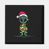 Funny Alien Christmas Graphics Lights Lover Extrat マグネット (正面)