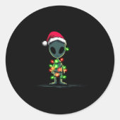 Funny Alien Christmas Graphics Lights Lover Extrat ラウンドシール (正面)