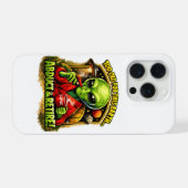 Funny Alien Coffee Design, Too Old For This iPhoneケース (裏面横)