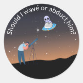 Funny Alien Core UFO Design ラウンドシール (正面)