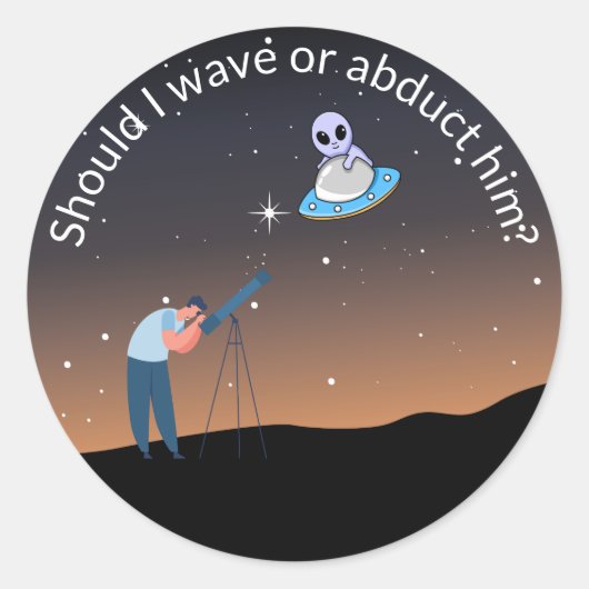 Funny Alien Core UFO Design  ラウンドシール (正面)