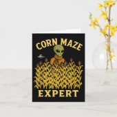 Funny Alien Corn Maze Expert Fall Kids Halloween U カード (黄色い花)