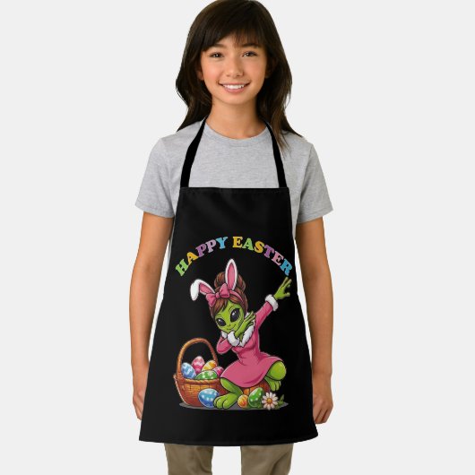 Funny Alien Easter Bunny Dabbing Cute Easter Egg エプロン (インサイチュ)