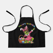 Funny Alien Easter Bunny Dabbing Cute Easter Egg エプロン (正面)