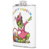 Funny Alien Easter Bunny Dabbing Cute Easter Egg フラスク (左)