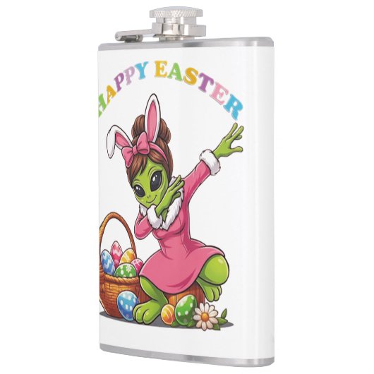 Funny Alien Easter Bunny Dabbing Cute Easter Egg フラスク (左)