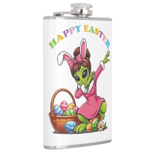 Funny Alien Easter Bunny Dabbing Cute Easter Egg フラスク (右)